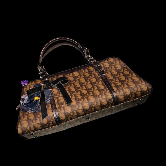 Christian Dior Vintage Brown and Black Monogram Oblique Trotter Logo Handbag - Picture 12 of 12